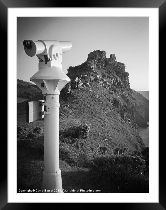 Valley of the rocks telescope Framed Mounted Print by David Basset