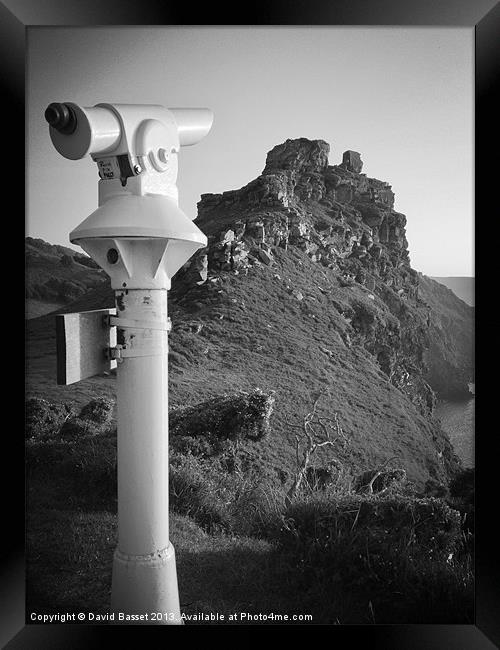 Valley of the rocks telescope Framed Print by David Basset