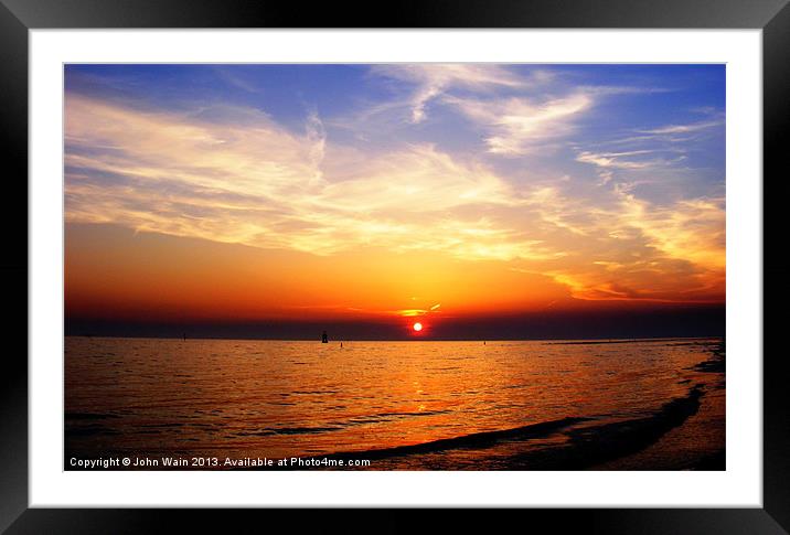 Sunset in the Bay. Framed Mounted Print by John Wain