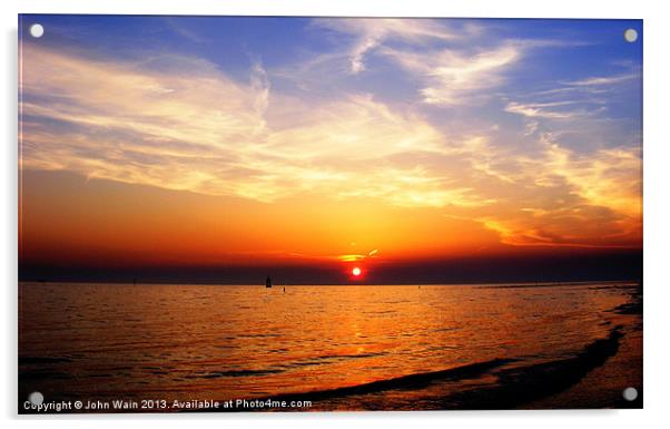 Sunset in the Bay. Acrylic by John Wain