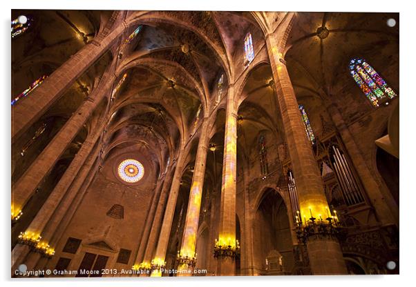 Inside Palma cathedral Acrylic by Graham Moore