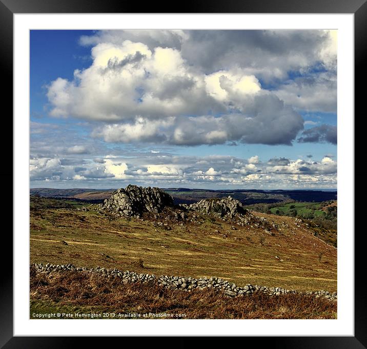 Greattor rocks on Dartmoor Framed Mounted Print by Pete Hemington