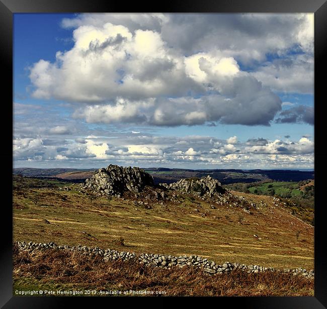 Greattor rocks on Dartmoor Framed Print by Pete Hemington