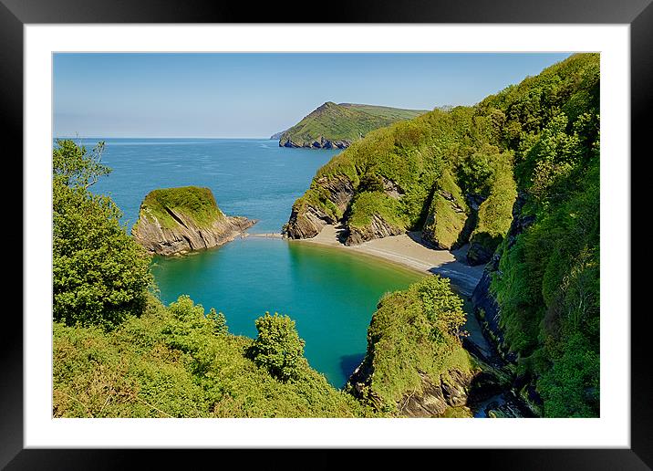 Broadsands Bay near Watermouth, Combe martin,Ilfra Framed Mounted Print by Dave Wilkinson North Devon Ph
