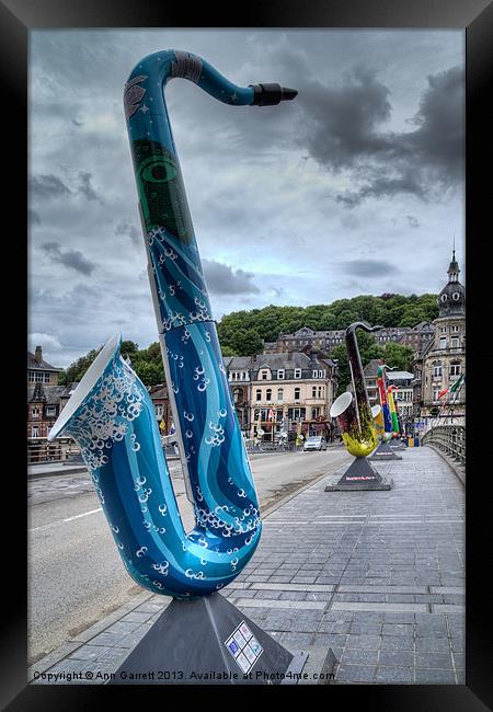 Saxophone Bridge, Dinant, Belgium Framed Print by Ann Garrett