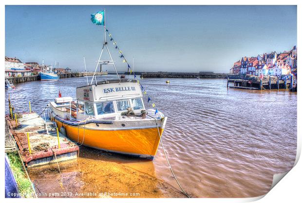 Boats in Whitby Harbour. Print by colin potts