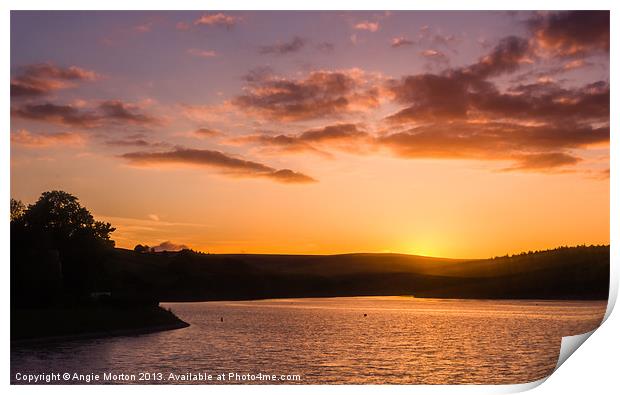 Sunset on Damflask Reservoir Print by Angie Morton