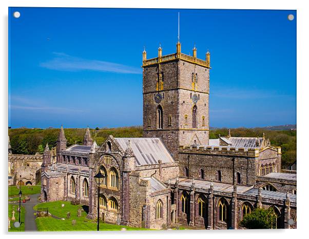 St Davids Cathedral, Pembrokeshire, Wales, UK Acrylic by Mark Llewellyn