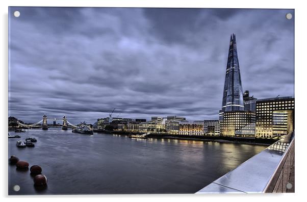 LONDON SHARD TOWER BRIDGE Acrylic by Robert  Radford