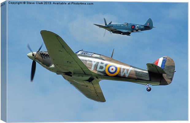 Hurricane and Spitfire Canvas Print by Steve H Clark