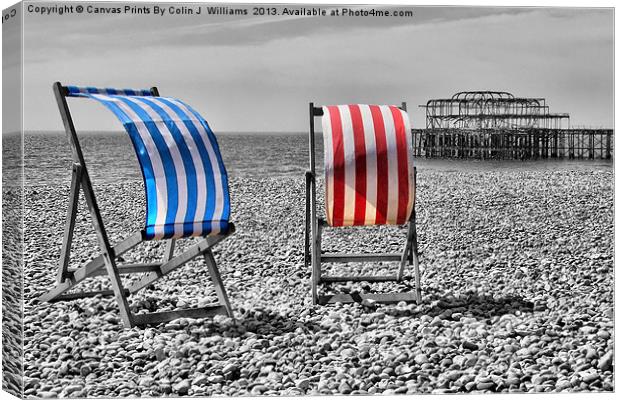Red White And Blue - Brighton Beach Canvas Print by Colin Williams Photography