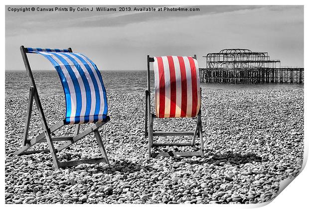 Red White And Blue - Brighton Beach Print by Colin Williams Photography