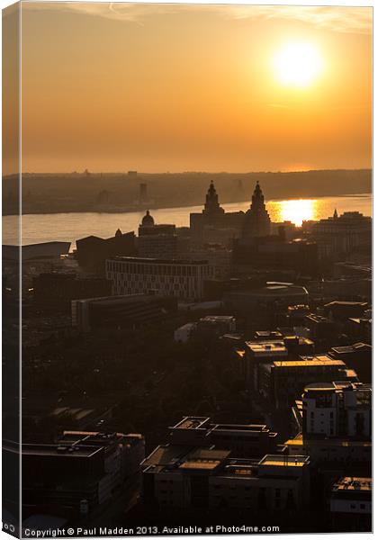 Sunset over Liverpool Canvas Print by Paul Madden