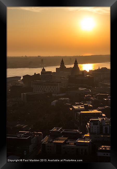 Sunset over Liverpool Framed Print by Paul Madden