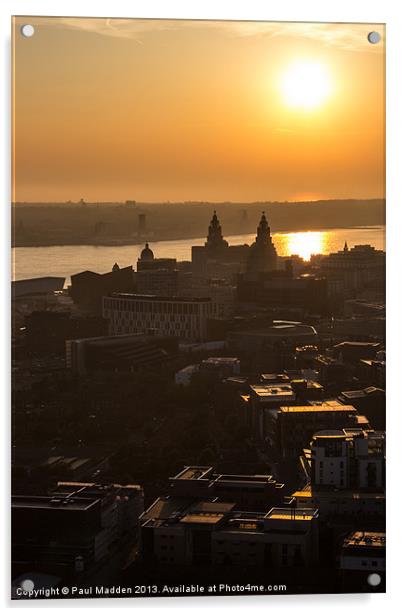 Sunset over Liverpool Acrylic by Paul Madden