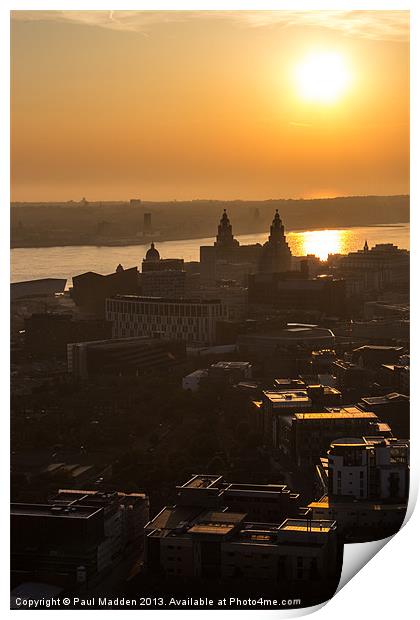 Sunset over Liverpool Print by Paul Madden