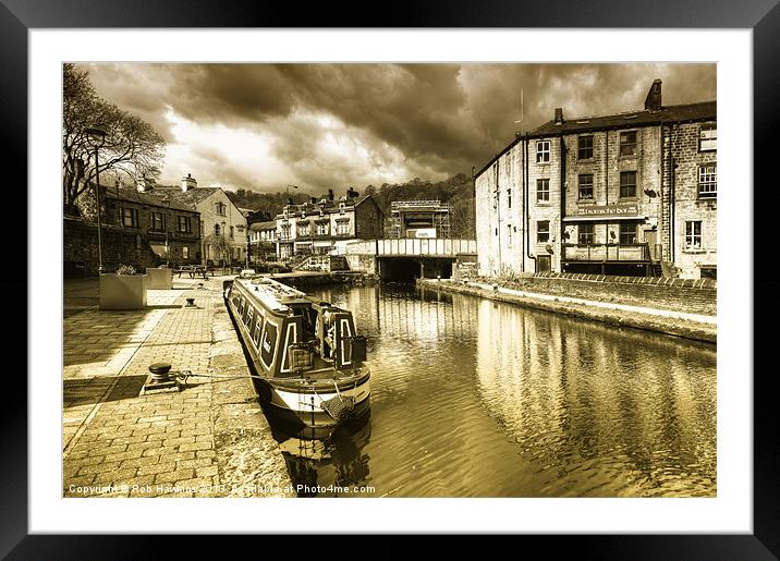 Todmorden Wharf toned Framed Mounted Print by Rob Hawkins