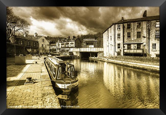 Todmorden Wharf toned Framed Print by Rob Hawkins