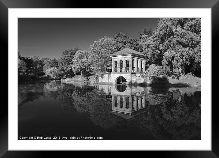 Birkenhead park lake, reflections Framed Mounted Print by Rob Lester