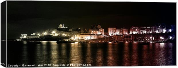 Tenby Harbour at night 1 Canvas Print by stewart oakes