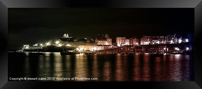 Tenby Harbour at night 1 Framed Print by stewart oakes