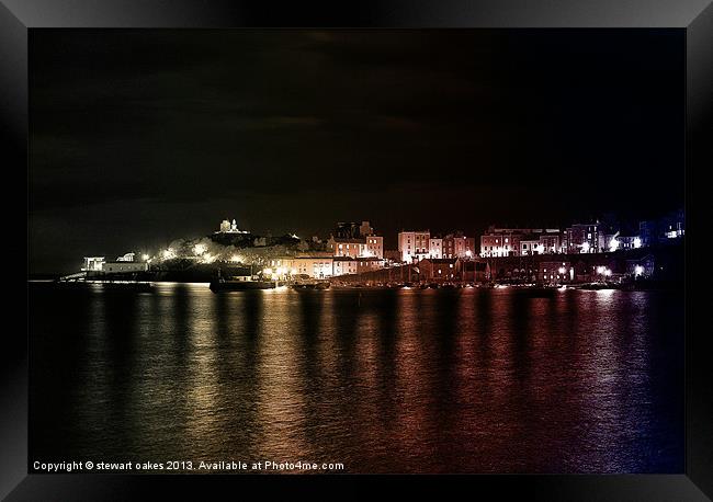 Tenby Harbour at night 2 Framed Print by stewart oakes