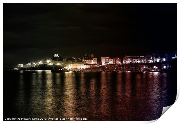 Tenby Harbour at night 2 Print by stewart oakes