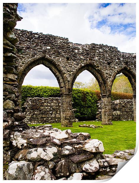 Cymer Abbey Ruins, Snowdonia, Wales, UK Print by Mark Llewellyn