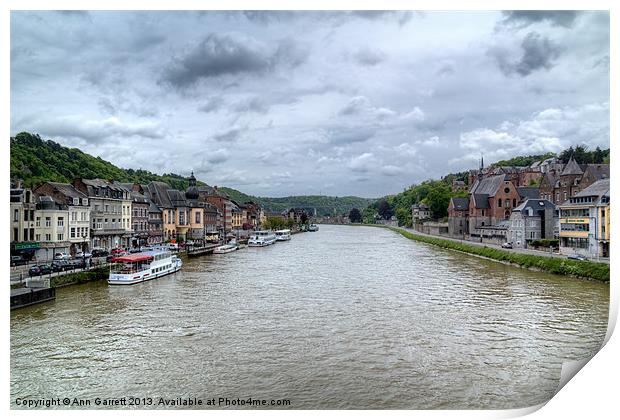 Dinant on the River Meuse Print by Ann Garrett