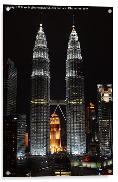Petronas Towers KL Acrylic by Mark McDermott