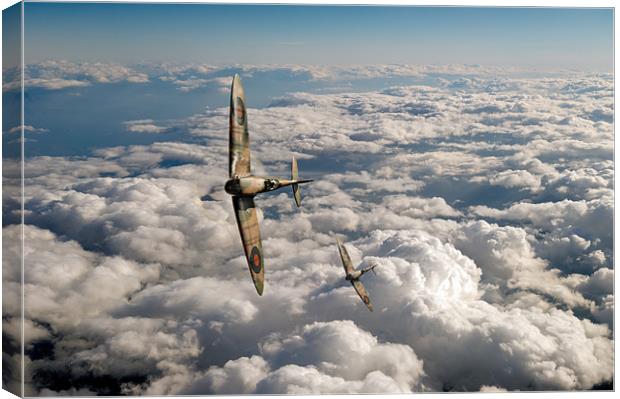 Spitfires turning in Canvas Print by Gary Eason