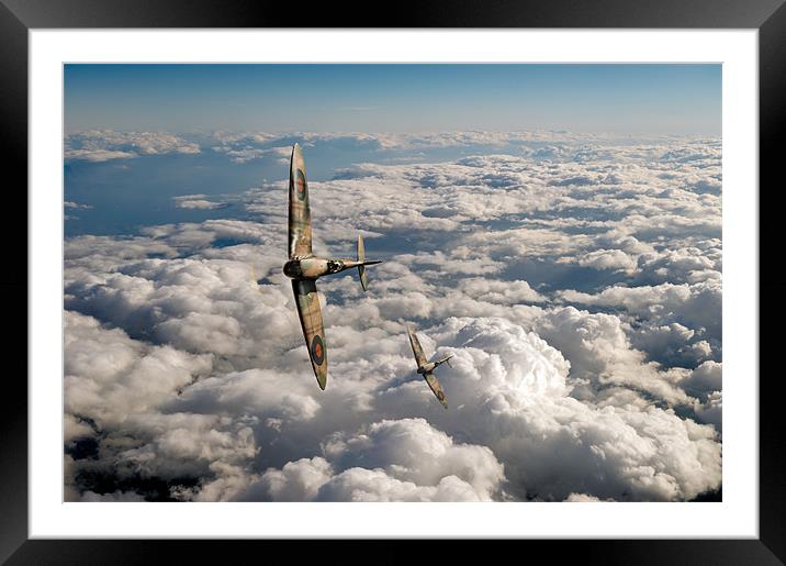 Spitfires turning in Framed Mounted Print by Gary Eason
