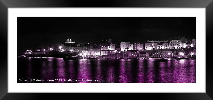 Tenby Harbour at night 3 Framed Mounted Print by stewart oakes
