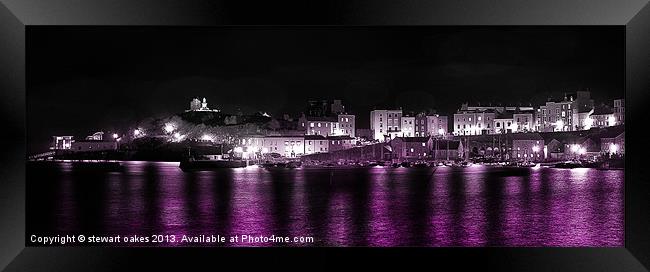 Tenby Harbour at night 3 Framed Print by stewart oakes