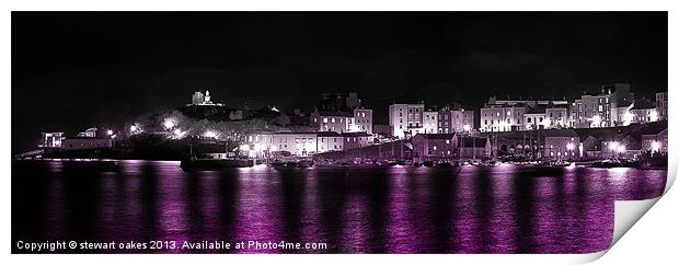 Tenby Harbour at night 3 Print by stewart oakes