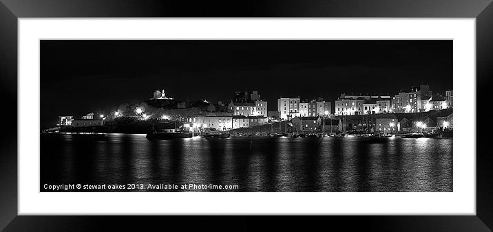 Tenby Harbour at night 4 Framed Mounted Print by stewart oakes