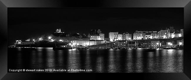 Tenby Harbour at night 4 Framed Print by stewart oakes