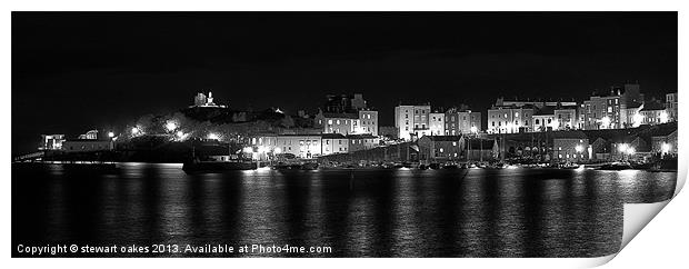 Tenby Harbour at night 4 Print by stewart oakes