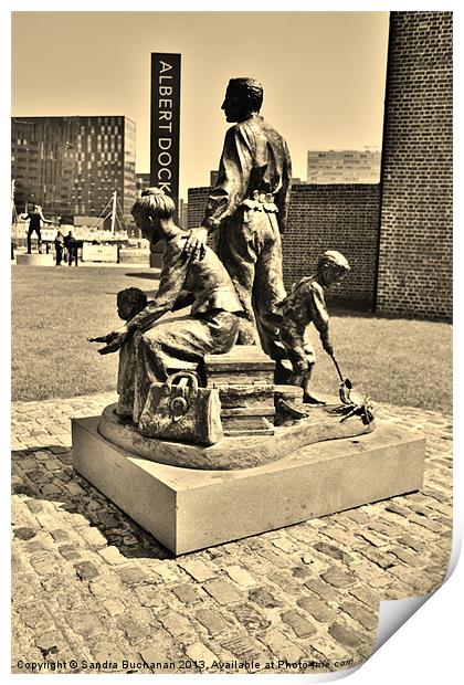 The Emigrants Statue Liverpool Print by Sandra Buchanan