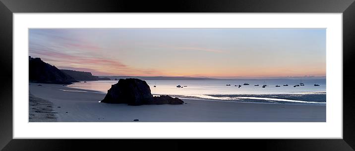 Goscar Rock Panoramic Tenby Framed Mounted Print by Simon West