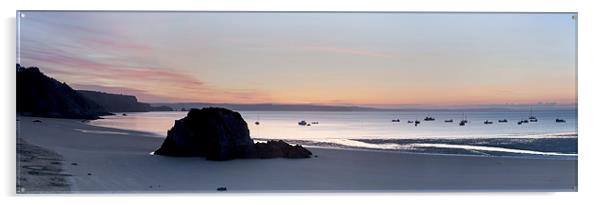Goscar Rock Panoramic Tenby Acrylic by Simon West