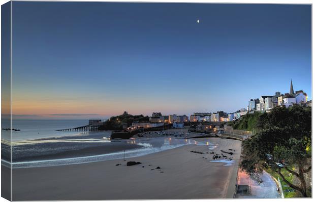 Tenby Harbour at dawn Canvas Print by Simon West