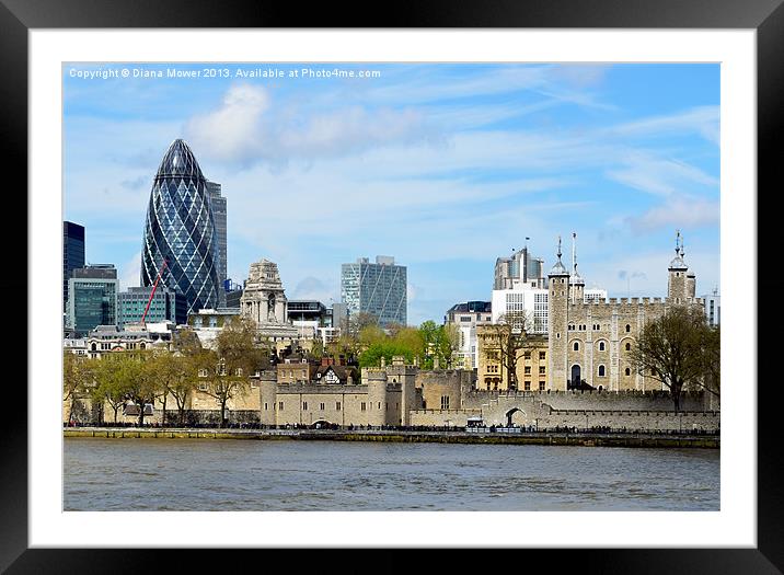 Tower of London from the Thames Framed Mounted Print by Diana Mower