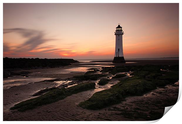 Sunset at Perch Rock Print by Jed Pearson