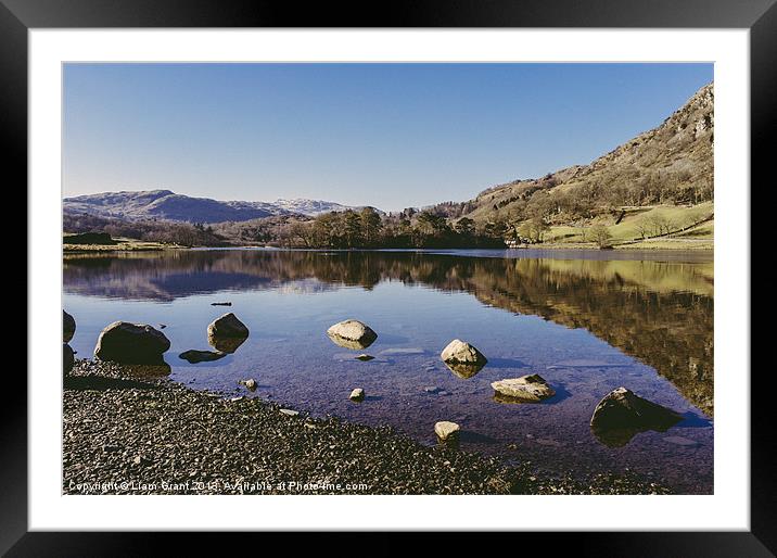 Partly frozen lake. Rydal Water, Lake District, Cu Framed Mounted Print by Liam Grant