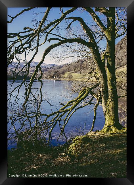 Partly frozen lake. Rydal Water, Lake District, Cu Framed Print by Liam Grant