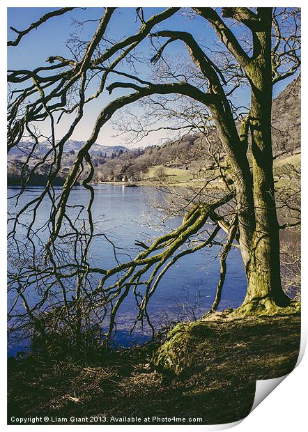 Partly frozen lake. Rydal Water, Lake District, Cu Print by Liam Grant