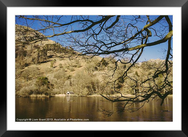 Frozen lake. Rydal Water, Lake District, Cumbria,  Framed Mounted Print by Liam Grant