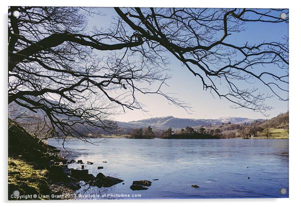 Frozen lake. Rydal Water, Lake District, Cumbria,  Acrylic by Liam Grant