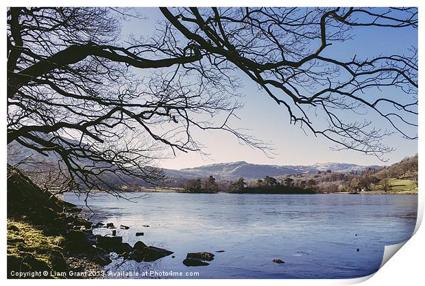Frozen lake. Rydal Water, Lake District, Cumbria,  Print by Liam Grant